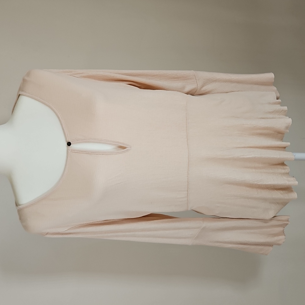 Lucky Brand Belle Sleeve Top Keyhole Neck Asym Peplum Pink LG NEW Msrp 59.50
